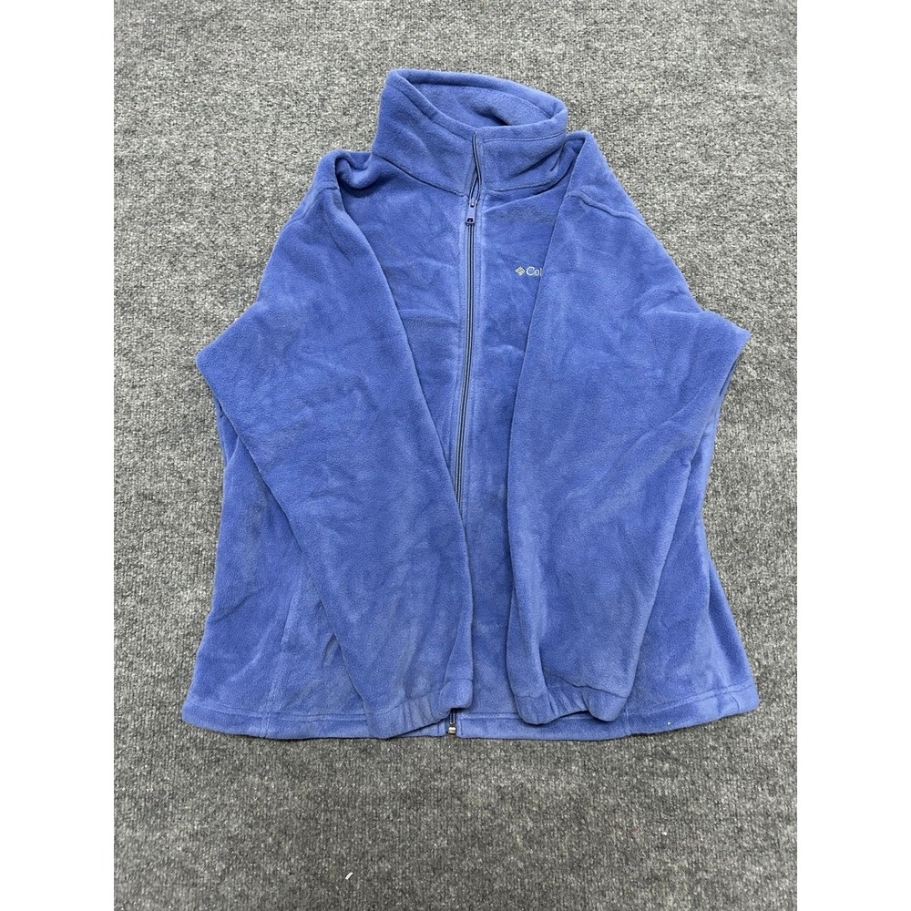 Columbia Fleece Jacket Womens Size 1X Blue Full Zip Mock Neck Soft Outdoor